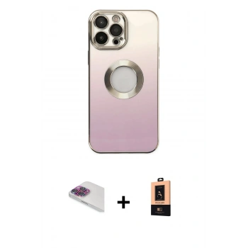 MARSİLYAN™- iPhone 13 Pro Max Kılıf Kutup Yansıma Özel Seri - Şeffaf Maxco Cam Ekran Koruyucu + Pers Alüminyum Kamera Lens - GI