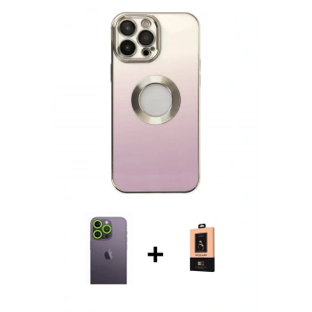 MARSİLYAN™- iPhone 13 Pro Max Kılıf Kutup Yansıma Özel Seri - Şeffaf Maxco Cam Ekran Koruyucu + Neon Fosforlu Kamera Lens - YL