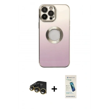 MARSİLYAN™- iPhone 13 Pro Max Kılıf Kutup Yansıma Özel Seri - Şeffaf Pasifik Cam Ekran Koruyucu + Raze Metal Kamera Lens - GD