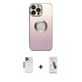 MARSİLYAN™- iPhone 13 Pro Max Kılıf Kutup Yansıma Özel Seri - Şeffaf Pasifik Cam Ekran Koruyucu + Shine Kamera Lens - GD