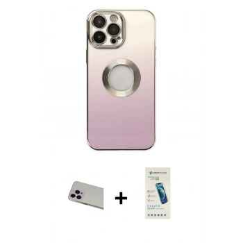 MARSİLYAN™- iPhone 13 Pro Max Kılıf Kutup Yansıma Özel Seri - Şeffaf Pasifik Cam Ekran Koruyucu + Rainbow Kamera Lens Koruma Cam - MR