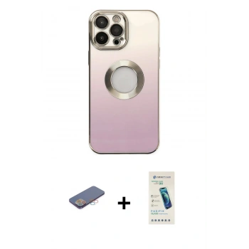 MARSİLYAN™- iPhone 13 Pro Max Kılıf Kutup Yansıma Özel Seri - Şeffaf Pasifik Cam Ekran Koruyucu + Renkli Kamera Lens Koruma Cam - PE