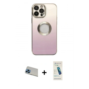 MARSİLYAN™- iPhone 13 Pro Max Kılıf Kutup Yansıma Özel Seri - Şeffaf Pasifik Cam Ekran Koruyucu + Rainbow Kamera Lens Koruma Cam - MI