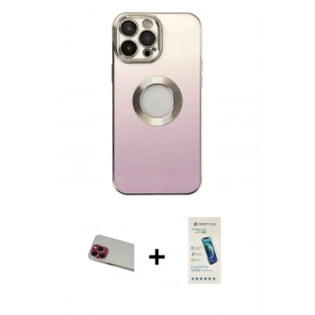 MARSİLYAN™- iPhone 13 Pro Max Kılıf Kutup Yansıma Özel Seri - Şeffaf Pasifik Cam Ekran Koruyucu + Rainbow Kamera Lens Koruma Cam - KI