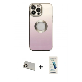 MARSİLYAN™- iPhone 13 Pro Max Kılıf Kutup Yansıma Özel Seri - Şeffaf Pasifik Cam Ekran Koruyucu + Rainbow Kamera Lens Koruma Cam - REGD