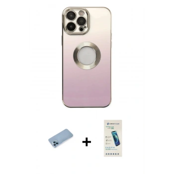 MARSİLYAN™- iPhone 13 Pro Max Kılıf Kutup Yansıma Özel Seri - Şeffaf Pasifik Cam Ekran Koruyucu + Shine Kamera Lens Koruma Cam - MI