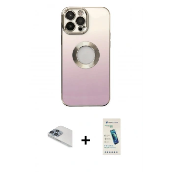 MARSİLYAN™- iPhone 13 Pro Max Kılıf Kutup Yansıma Özel Seri - Şeffaf Pasifik Cam Ekran Koruyucu + Pers Alüminyum Kamera Lens - SABE