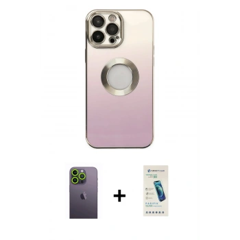 MARSİLYAN™- iPhone 13 Pro Max Kılıf Kutup Yansıma Özel Seri - Şeffaf Pasifik Cam Ekran Koruyucu + Neon Fosforlu Kamera Lens - YL
