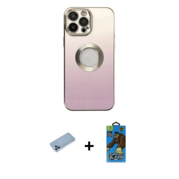 MARSİLYAN™- iPhone 13 Pro Max Kılıf Kutup Yansıma Özel Seri - Siyah 18D Cam Ekran Koruyucu + Shine Kamera Lens Koruma Cam - MI