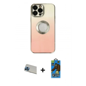 MARSİLYAN™- iPhone 13 Pro Max Kılıf Kutup Yansıma Özel Seri - Siyah 18D Cam Ekran Koruyucu + Rainbow Kamera Lens Koruma Cam - MI
