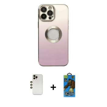MARSİLYAN™- iPhone 13 Pro Max Kılıf Kutup Yansıma Özel Seri - Siyah 18D Cam Ekran Koruyucu + Shine Kamera Lens - GD
