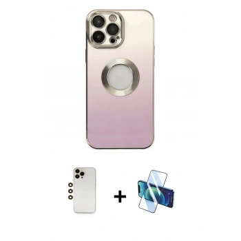 MARSİLYAN™- iPhone 13 Pro Max Kılıf Kutup Yansıma Özel Seri - Siyah 3D Antistatik Cam Ekran Koruyucu + Shine Kamera Lens - GD