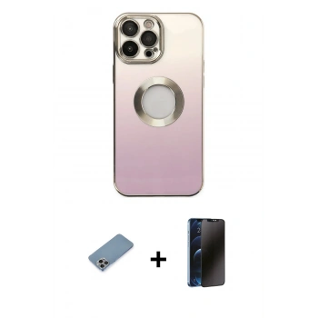 MARSİLYAN™- iPhone 13 Pro Max Kılıf Kutup Yansıma Özel Seri - Siyah 3D Antistatik Hayalet Cam Ekran Koruyucu + Shine Kamera Lens Koruma Cam - GI