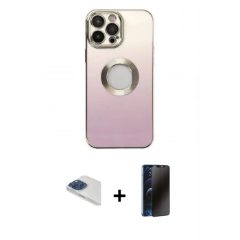 MARSİLYAN™- iPhone 13 Pro Max Kılıf Kutup Yansıma Özel Seri - Siyah 3D Antistatik Hayalet Cam Ekran Koruyucu + Pers Alüminyum Kamera Lens - LT