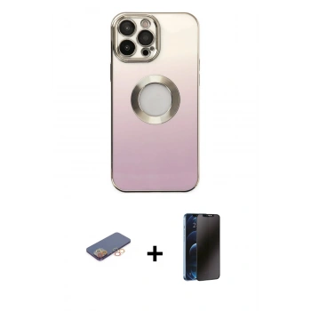 MARSİLYAN™- iPhone 13 Pro Max Kılıf Kutup Yansıma Özel Seri - Siyah 3D Antistatik Hayalet Cam Ekran Koruyucu + Renkli Kamera Lens Koruma Cam - TU