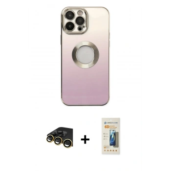 MARSİLYAN™- iPhone 13 Pro Max Kılıf Kutup Yansıma Özel Seri - Siyah 6D Mat Seramik Hayalet Nano Ekran Koruyucu + Raze Metal Kamera Lens - GD