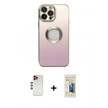 MARSİLYAN™- iPhone 13 Pro Max Kılıf Kutup Yansıma Özel Seri - Siyah 6D Mat Seramik Hayalet Nano Ekran Koruyucu + Shine Kamera Lens - GD