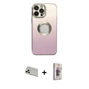 MARSİLYAN™- iPhone 13 Pro Max Kılıf Kutup Yansıma Özel Seri - Siyah Bilvis 3D Cam Ekran Koruyucu + Rainbow Kamera Lens Koruma Cam - BZ