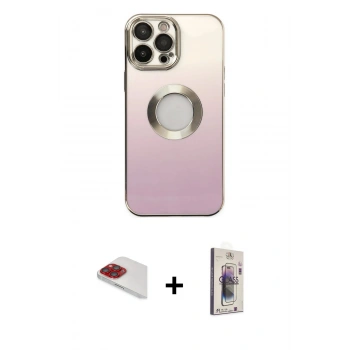 MARSİLYAN™- iPhone 13 Pro Max Kılıf Kutup Yansıma Özel Seri - Siyah Bilvis 3D Cam Ekran Koruyucu + Pers Alüminyum Kamera Lens - KI