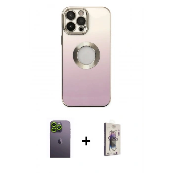 MARSİLYAN™- iPhone 13 Pro Max Kılıf Kutup Yansıma Özel Seri - Siyah Bilvis 3D Cam Ekran Koruyucu + Neon Fosforlu Kamera Lens - YL