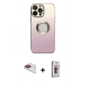 MARSİLYAN™- iPhone 13 Pro Max Kılıf Kutup Yansıma Özel Seri - Siyah Bilvis 3D Cam Ekran Koruyucu + Pers Alüminyum Kamera Lens - GI