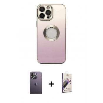 MARSİLYAN™- iPhone 13 Pro Max Kılıf Kutup Yansıma Özel Seri - Siyah Bilvis 3D Mat Cam Ekran Koruyucu + Neon Fosforlu Kamera Lens - BZ