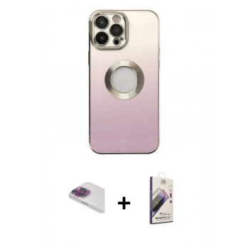 MARSİLYAN™- iPhone 13 Pro Max Kılıf Kutup Yansıma Özel Seri - Siyah Bilvis 3D Mat Cam Ekran Koruyucu + Pers Alüminyum Kamera Lens - GI