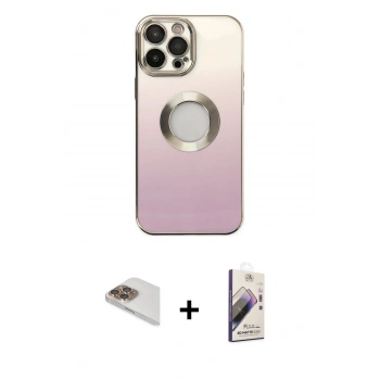 MARSİLYAN™- iPhone 13 Pro Max Kılıf Kutup Yansıma Özel Seri - Siyah Bilvis 3D Mat Cam Ekran Koruyucu + Pers Alüminyum Kamera Lens - GD