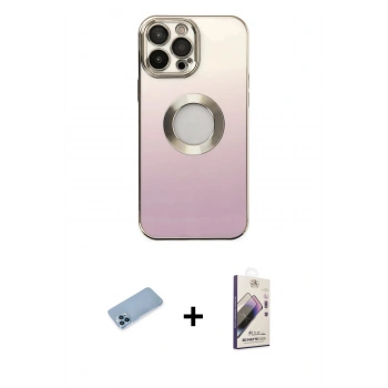 MARSİLYAN™- iPhone 13 Pro Max Kılıf Kutup Yansıma Özel Seri - Siyah Bilvis 3D Mat Cam Ekran Koruyucu + Shine Kamera Lens Koruma Cam - MI