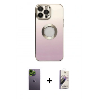 MARSİLYAN™- iPhone 13 Pro Max Kılıf Kutup Yansıma Özel Seri - Siyah Bilvis 3D Mat Cam Ekran Koruyucu + Neon Fosforlu Kamera Lens - YL