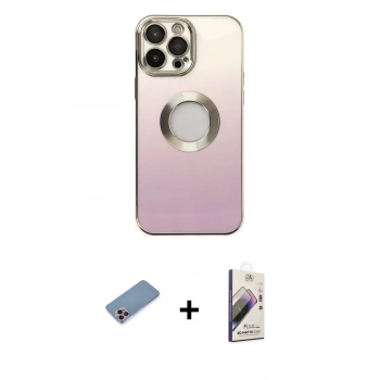 MARSİLYAN™- iPhone 13 Pro Max Kılıf Kutup Yansıma Özel Seri - Siyah Bilvis 3D Mat Cam Ekran Koruyucu + Shine Kamera Lens Koruma Cam - PE