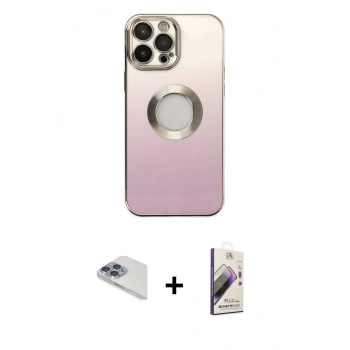 MARSİLYAN™- iPhone 13 Pro Max Kılıf Kutup Yansıma Özel Seri - Siyah Bilvis 3D Mat Cam Ekran Koruyucu + Pers Alüminyum Kamera Lens - SABE