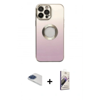 MARSİLYAN™- iPhone 13 Pro Max Kılıf Kutup Yansıma Özel Seri - Siyah Bilvis 3D Mat Cam Ekran Koruyucu + Pers Alüminyum Kamera Lens - LT