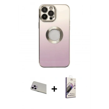 MARSİLYAN™- iPhone 13 Pro Max Kılıf Kutup Yansıma Özel Seri - Siyah Bilvis 3D Mat Cam Ekran Koruyucu + Rainbow Kamera Lens Koruma Cam - MR