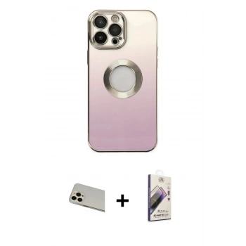 MARSİLYAN™- iPhone 13 Pro Max Kılıf Kutup Yansıma Özel Seri - Siyah Bilvis 3D Mat Cam Ekran Koruyucu + Rainbow Kamera Lens Koruma Cam - REGD