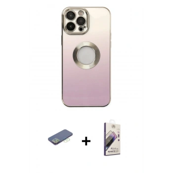 MARSİLYAN™- iPhone 13 Pro Max Kılıf Kutup Yansıma Özel Seri - Siyah Bilvis 3D Mat Cam Ekran Koruyucu + Renkli Kamera Lens Koruma Cam - YL
