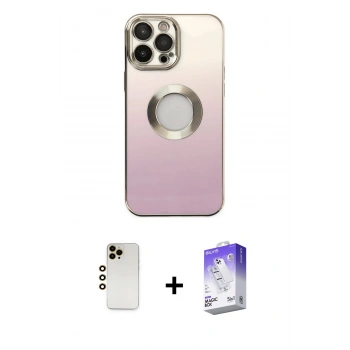 MARSİLYAN™- iPhone 13 Pro Max Kılıf Kutup Yansıma Özel Seri - Siyah Bilvis 5in1 3D Magic Cam Ekran Koruyucu + Shine Kamera Lens - GD