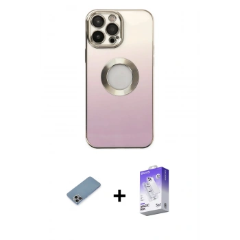 MARSİLYAN™- iPhone 13 Pro Max Kılıf Kutup Yansıma Özel Seri - Siyah Bilvis 5in1 3D Magic Cam Ekran Koruyucu + Shine Kamera Lens Koruma Cam - GI