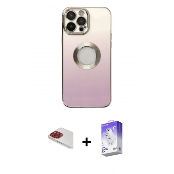 MARSİLYAN™- iPhone 13 Pro Max Kılıf Kutup Yansıma Özel Seri - Siyah Bilvis 5in1 3D Magic Cam Ekran Koruyucu + Pers Alüminyum Kamera Lens - KI