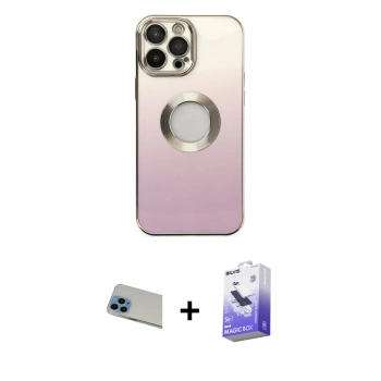MARSİLYAN™- iPhone 13 Pro Max Kılıf Kutup Yansıma Özel Seri - Siyah Bilvis 5in1 5D Magic Hayalet Cam Ekran Koruyucu + Rainbow Kamera Lens Koruma Cam - MI