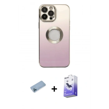 MARSİLYAN™- iPhone 13 Pro Max Kılıf Kutup Yansıma Özel Seri - Siyah Bilvis 5in1 5D Magic Hayalet Cam Ekran Koruyucu + Shine Kamera Lens Koruma Cam - MI