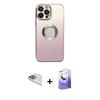 MARSİLYAN™- iPhone 13 Pro Max Kılıf Kutup Yansıma Özel Seri - Siyah Bilvis 5in1 5D Magic Hayalet Cam Ekran Koruyucu + Pers Alüminyum Kamera Lens - SABE