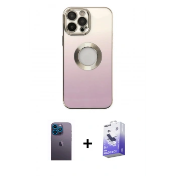 MARSİLYAN™- iPhone 13 Pro Max Kılıf Kutup Yansıma Özel Seri - Siyah Bilvis 5in1 5D Magic Hayalet Cam Ekran Koruyucu + Neon Fosforlu Kamera Lens - MI