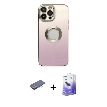 MARSİLYAN™- iPhone 13 Pro Max Kılıf Kutup Yansıma Özel Seri - Siyah Bilvis 5in1 5D Magic Hayalet Cam Ekran Koruyucu + Renkli Kamera Lens Koruma Cam - MI