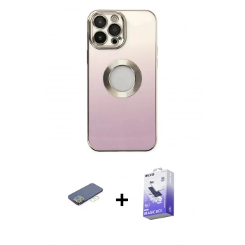 MARSİLYAN™- iPhone 13 Pro Max Kılıf Kutup Yansıma Özel Seri - Siyah Bilvis 5in1 5D Magic Hayalet Cam Ekran Koruyucu + Renkli Kamera Lens Koruma Cam - YL
