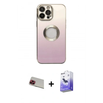 MARSİLYAN™- iPhone 13 Pro Max Kılıf Kutup Yansıma Özel Seri - Siyah Bilvis 5in1 5D Magic Hayalet Cam Ekran Koruyucu + Rainbow Kamera Lens Koruma Cam - KI