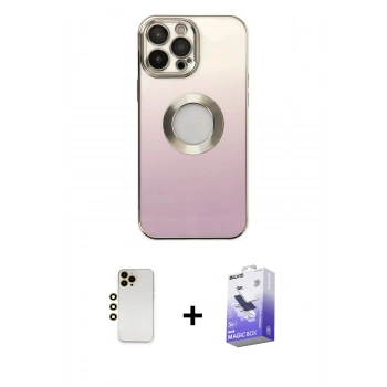 MARSİLYAN™- iPhone 13 Pro Max Kılıf Kutup Yansıma Özel Seri - Siyah Bilvis 5in1 5D Magic Hayalet Cam Ekran Koruyucu + Shine Kamera Lens - GD