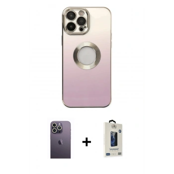 MARSİLYAN™- iPhone 13 Pro Max Kılıf Kutup Yansıma Özel Seri - Siyah Bilvis Hayalet Cam Ekran Koruyucu + Neon Fosforlu Kamera Lens - BZ