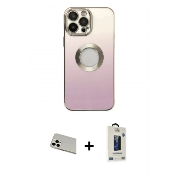 MARSİLYAN™- iPhone 13 Pro Max Kılıf Kutup Yansıma Özel Seri - Siyah Bilvis Hayalet Cam Ekran Koruyucu + Rainbow Kamera Lens Koruma Cam - BZ