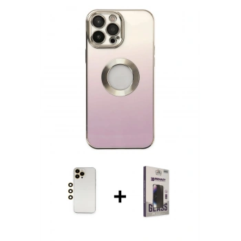 MARSİLYAN™- iPhone 13 Pro Max Kılıf Kutup Yansıma Özel Seri - Siyah Bilvis Hayalet Cam Ekran Koruyucu + Shine Kamera Lens - GD